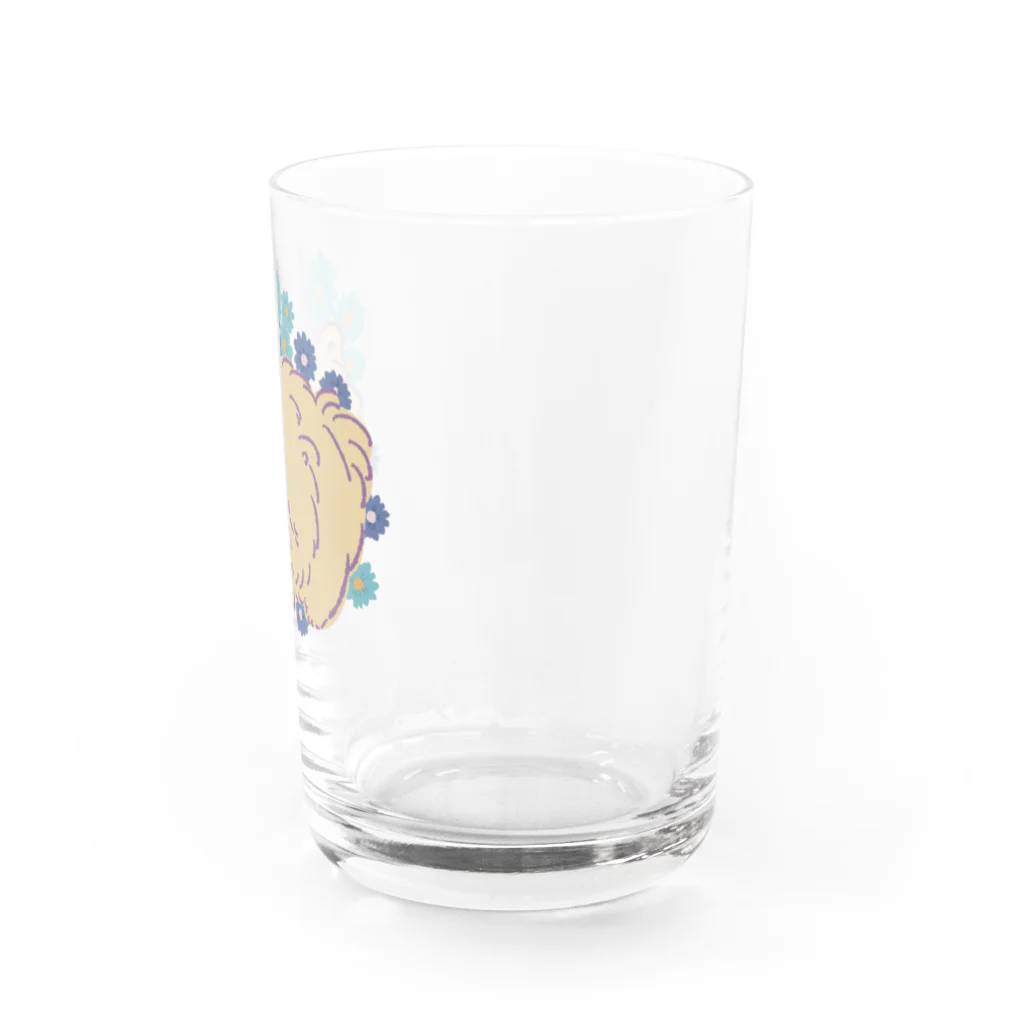 猫のきぬくんのお店のポメプーと青いガーベラ Water Glass :right