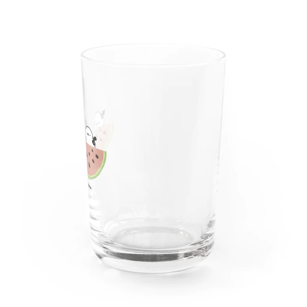 rina_suzuriのもふもふシマエナガとスイカ　コップ Water Glass :right