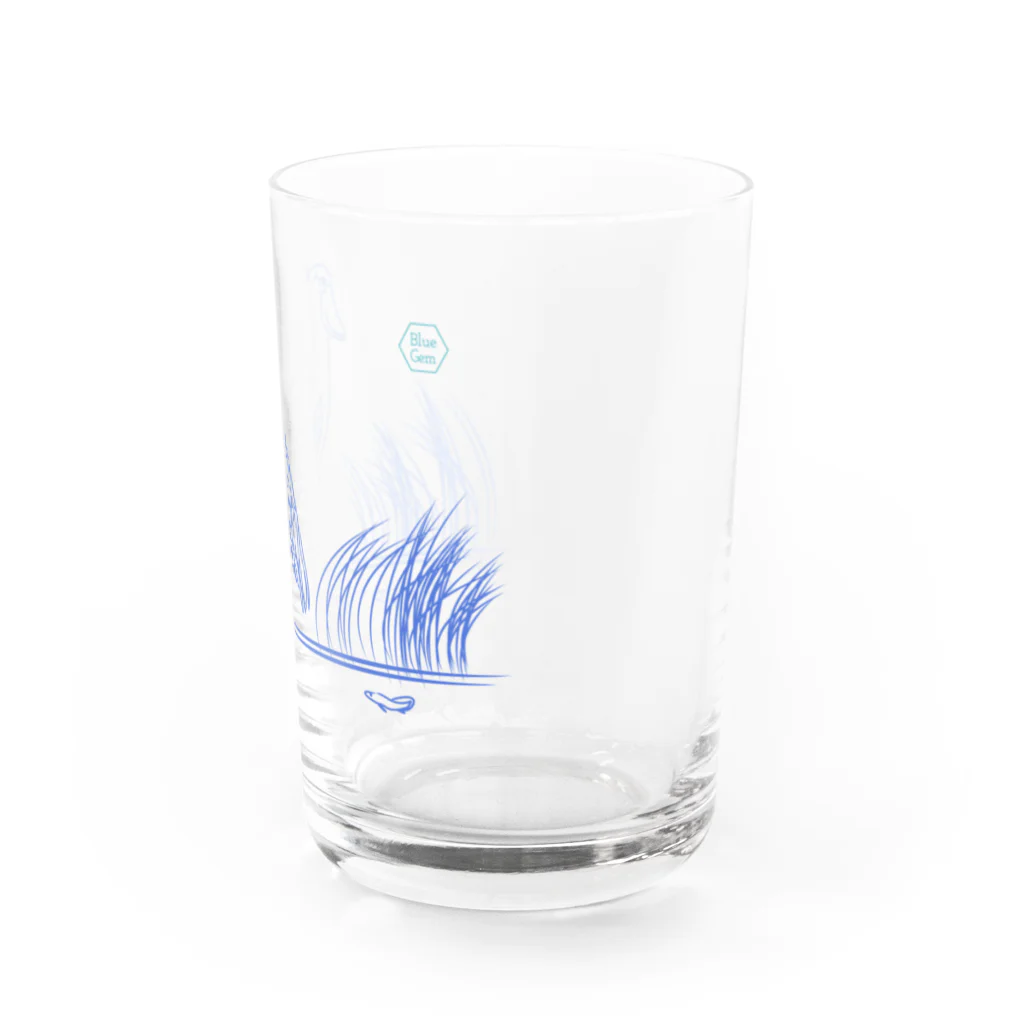 Blue Gemのハシビロコウとハイギョ Water Glass :right