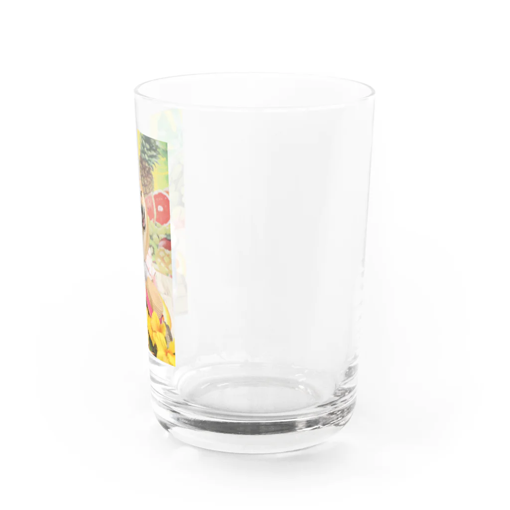 柴犬グッズ専門店 あられ堂の柴犬　真夏のリゾート001 Water Glass :right