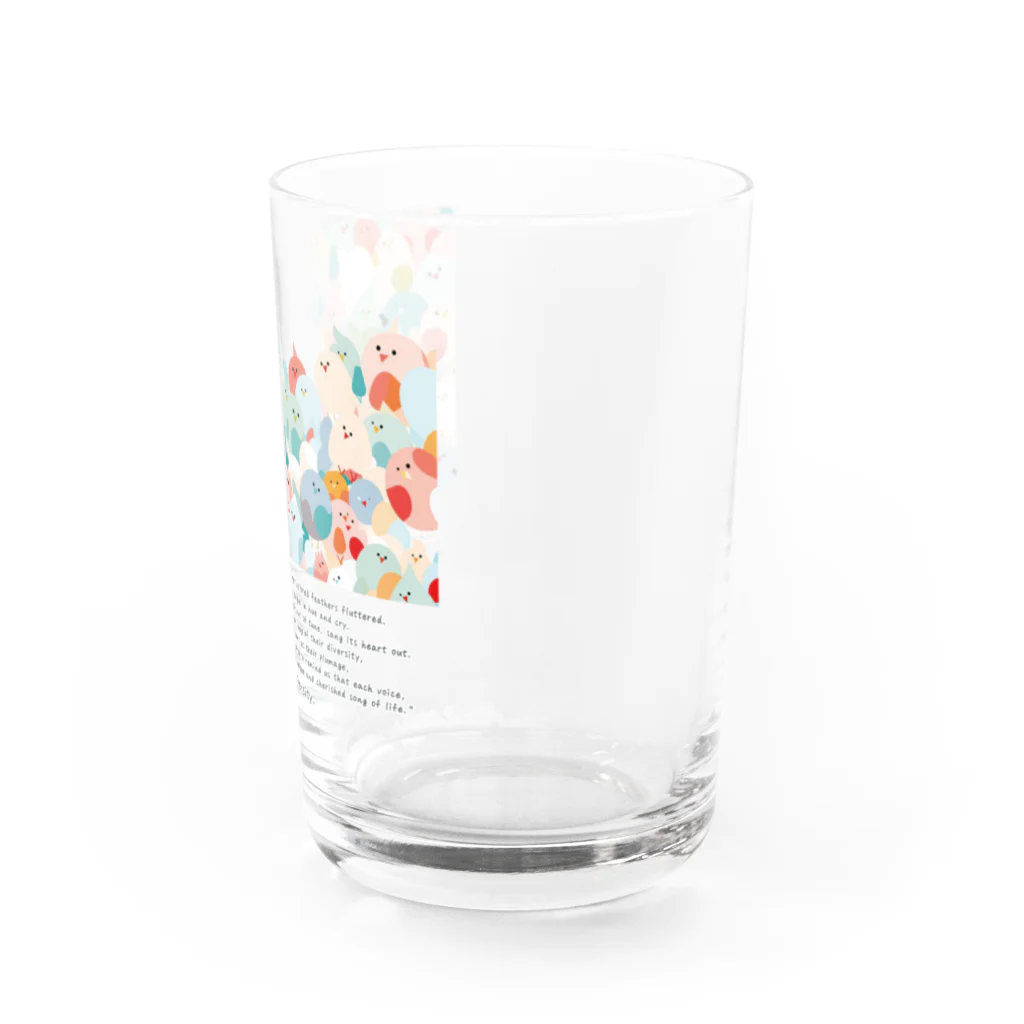 鳥救うSUZURIの『ぴぃ、多様性。』【寄付付き商品】 Water Glass :right