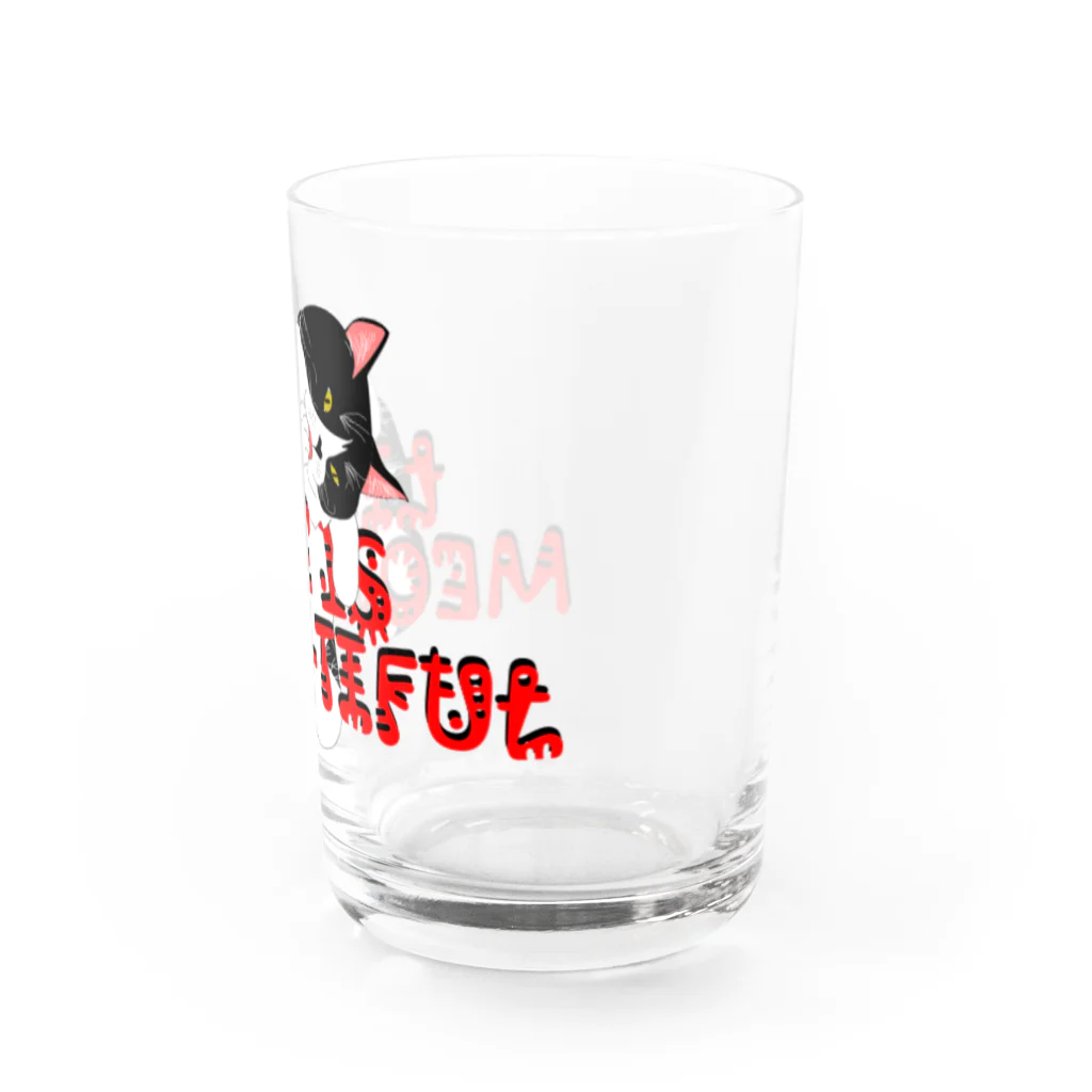 ぷんすこ(♂)のLIFE IS MEOW-TIFUL（黒ラインロゴ） Water Glass :right