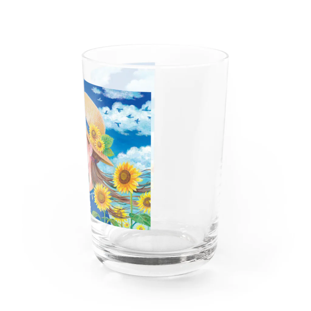 kazuyo online store【suzuri】　　　　　　　　　　　　　　　　　　　　　　　　　　　　　　　　　　　　　　　　　　　　　　　　　　　　　　　　　　　　　　　　の夏の向日葵と空 Water Glass :right