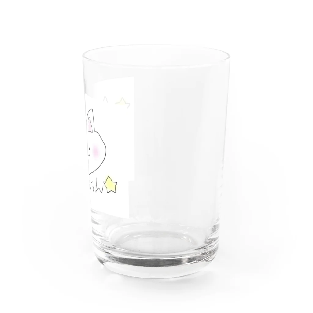 ひとばんで法隆寺たてられちゃうよ、、のにゃんこ「ふうん」 Water Glass :right