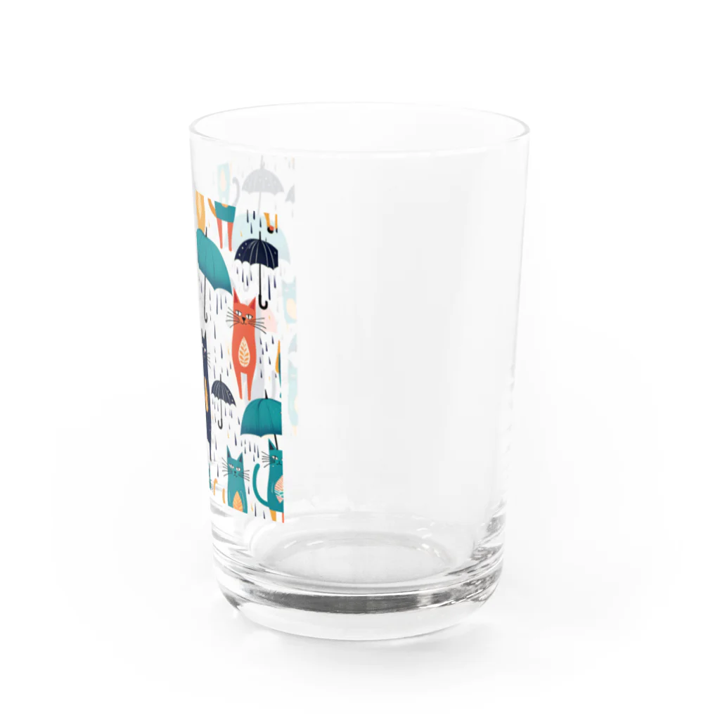 浪漫千代（ロマチョんの店）のRain, umbrella and cat Water Glass :right