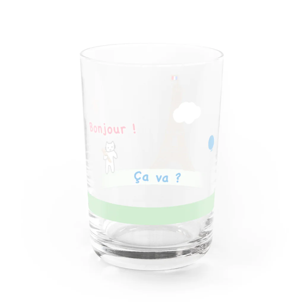 Challenge Cat Storeの挑戦するねこ_パリ散歩グラス Water Glass :right