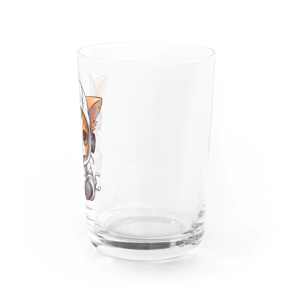 Vasetti_pressのパーカーを着ているネコちゃん Water Glass :right