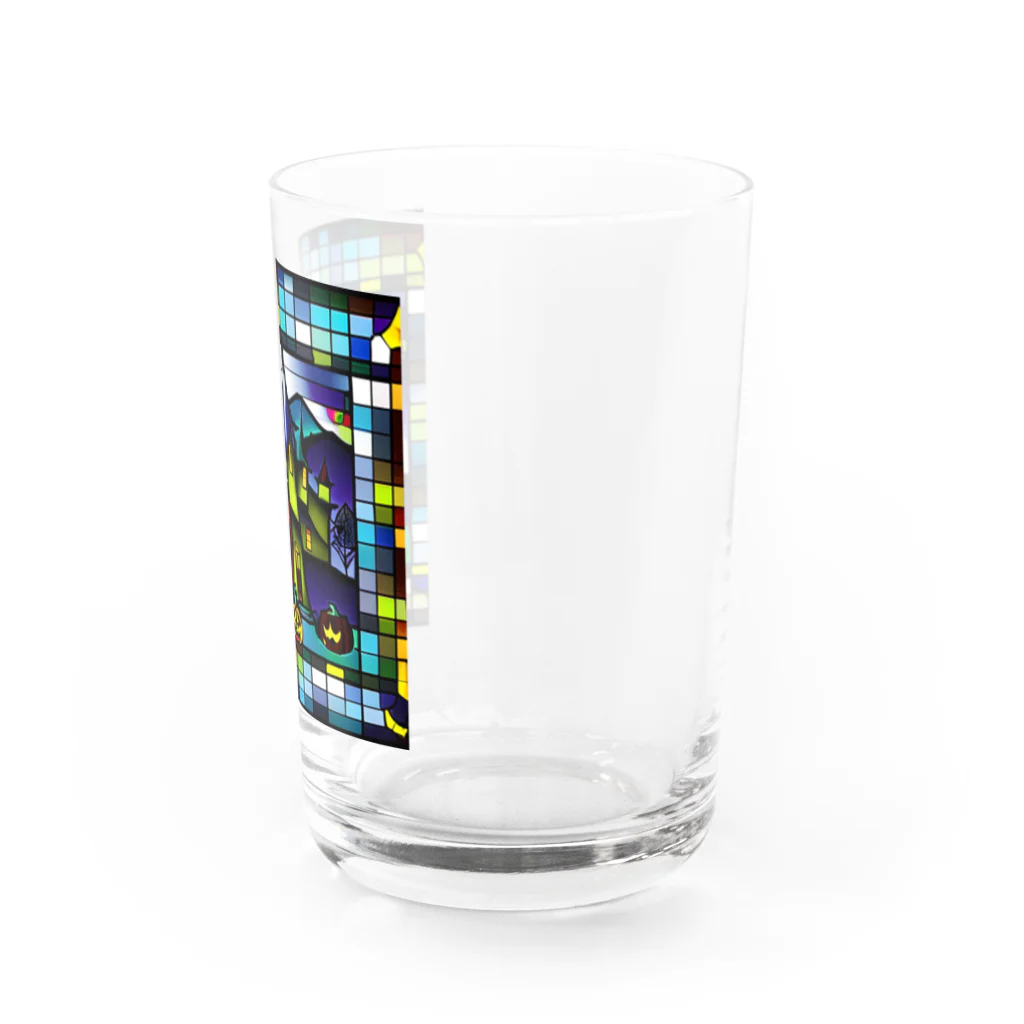 縞模様のハロウィン　ステンドグラス風 Water Glass :right