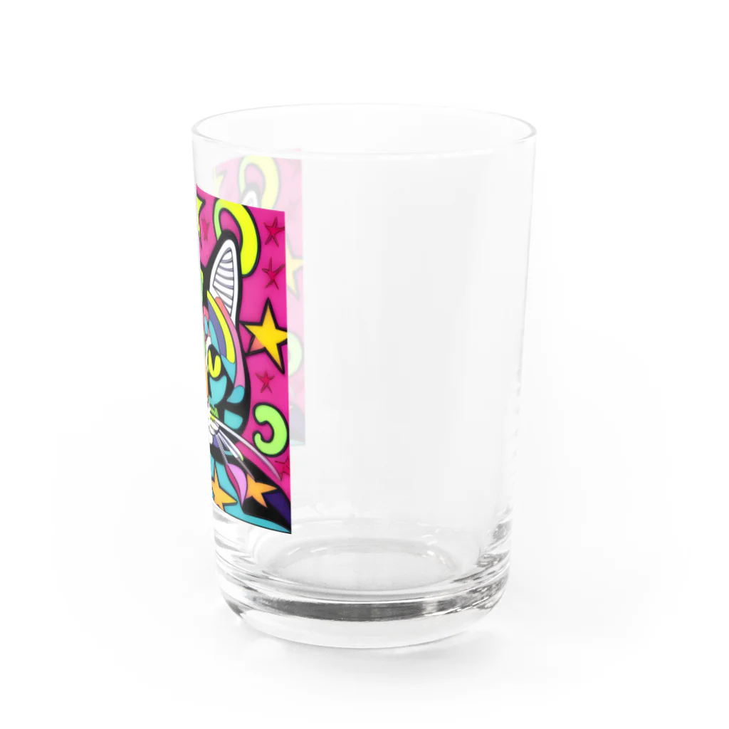 可愛い猫ちゃんのサイケデリックな猫 Water Glass :right