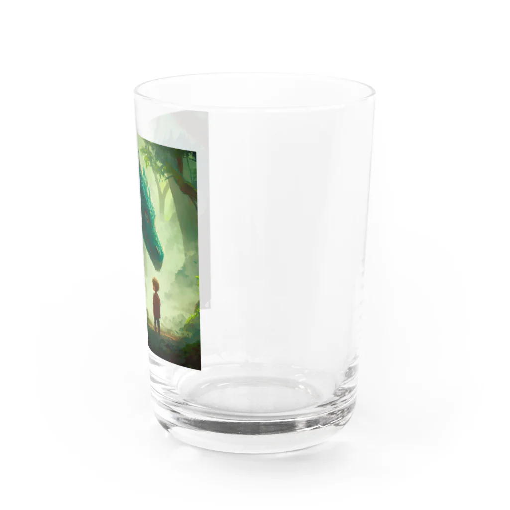 Wakuryuの八恩森の守り緑愛龍と少年 Water Glass :right