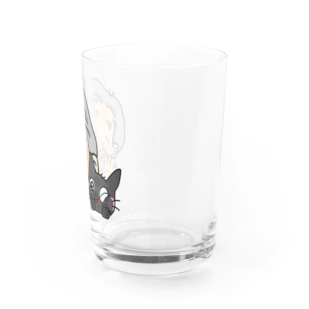 親父と猫のるるのガラス越しに Water Glass :right