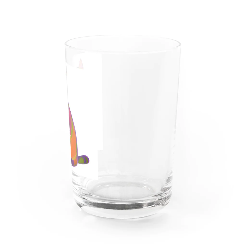 gatto solitario(物寂しげな猫)の真っ白い背景にポツンと佇む虹色の猫 Water Glass :right