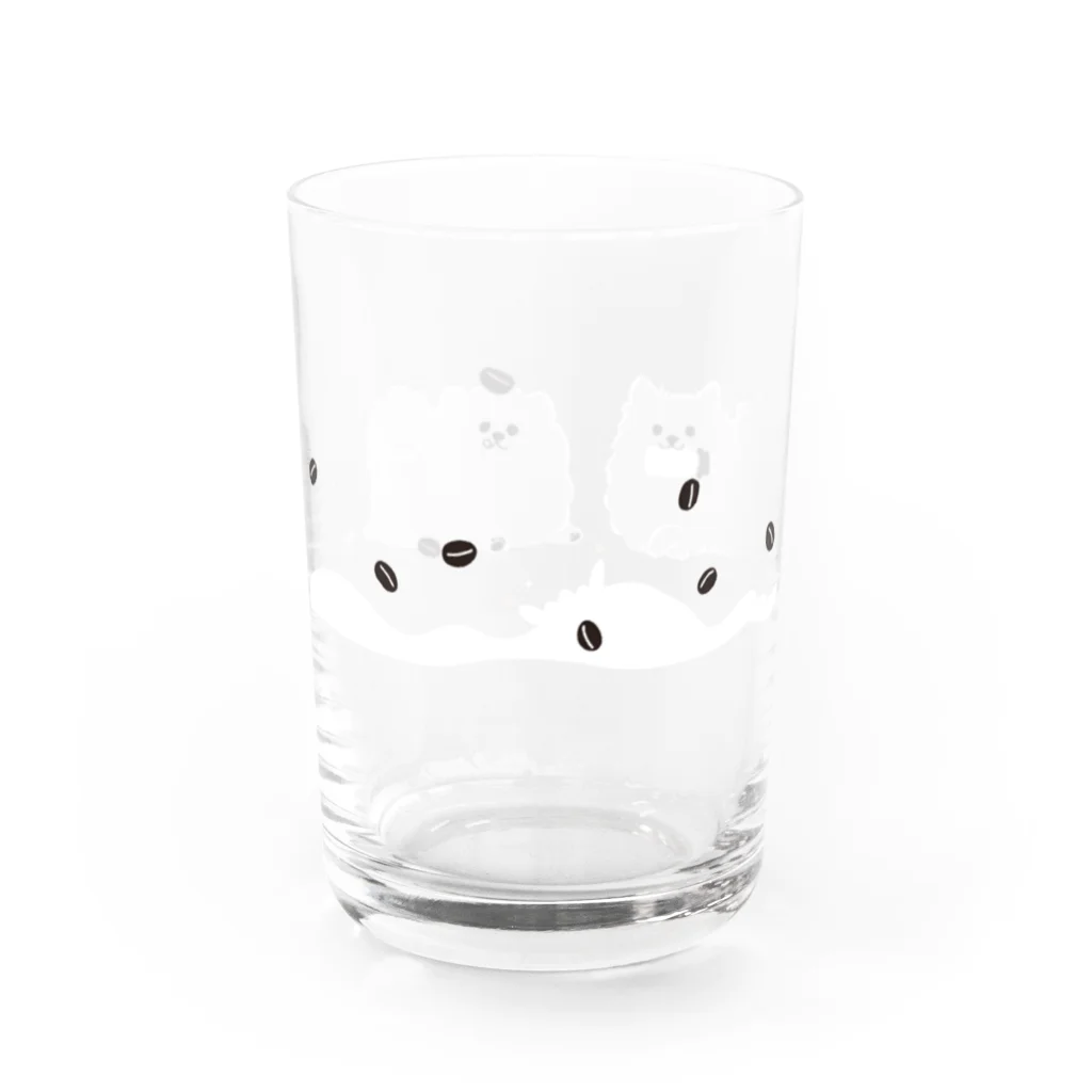 ポメラニアン 🐾 ポメポメしゅーくりむのコーヒー牛乳ぽめ(白) Water Glass :right