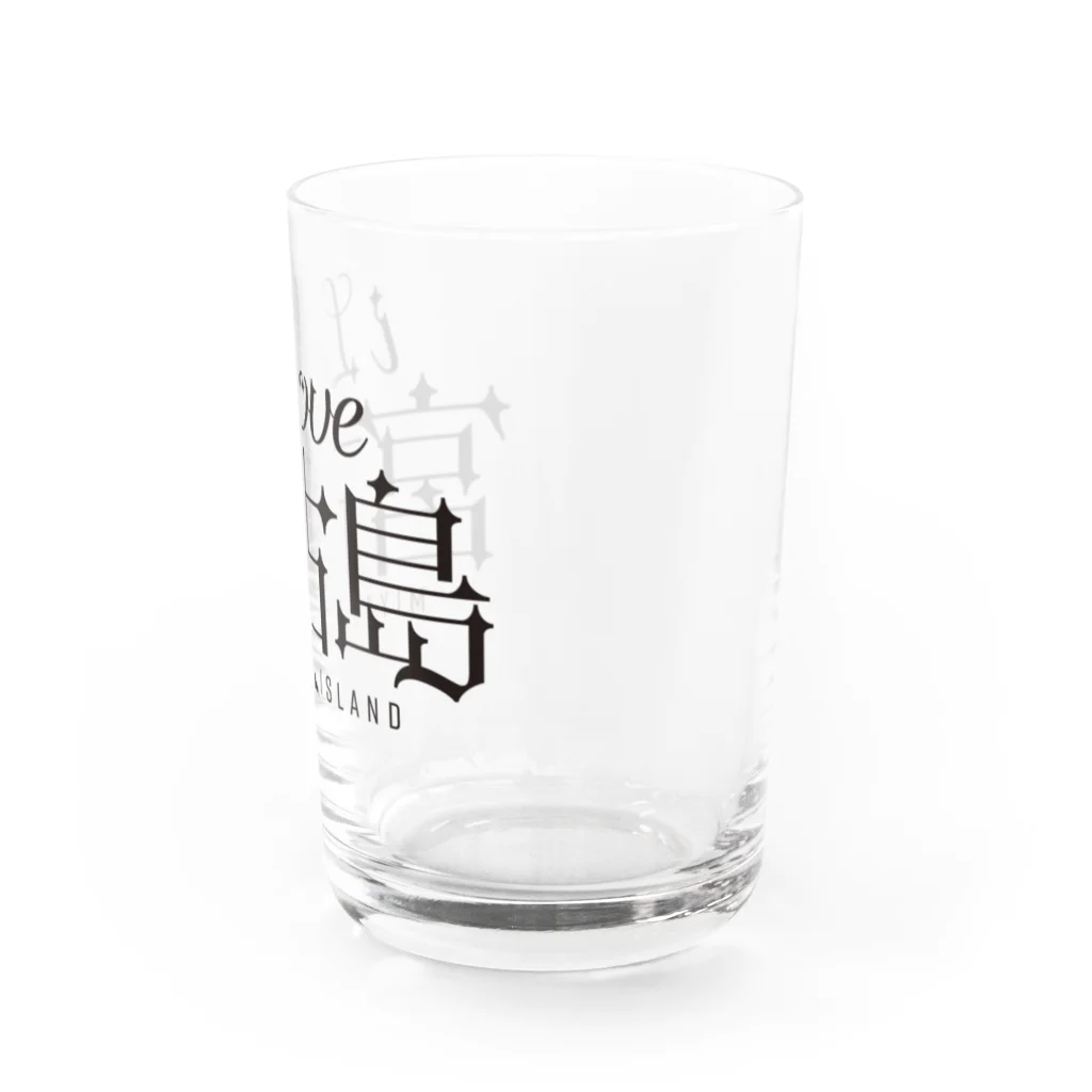 地名・観光地おしゃれグッズ製作所のiLOVE宮古島（タイポグラフィBLACK） Water Glass :right