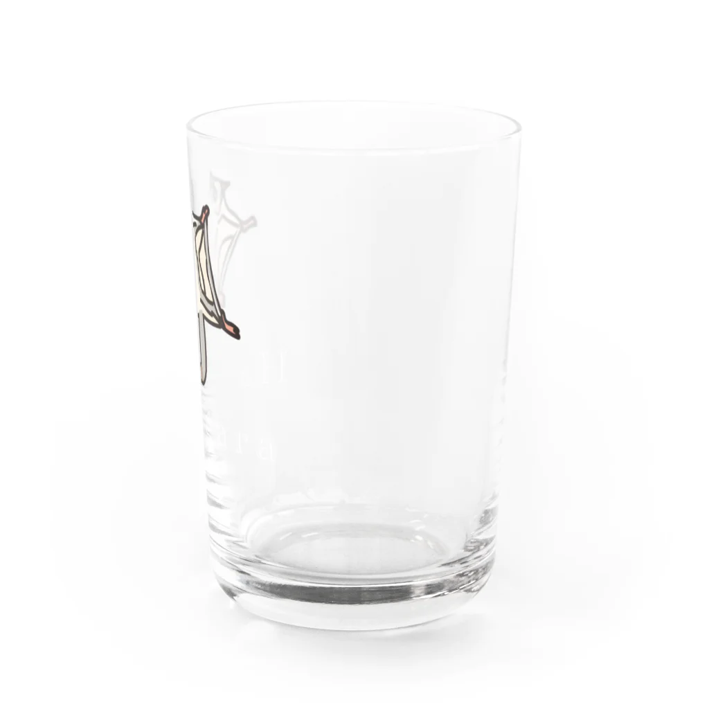 Hanagara animal cafeのモモンガと花柄アニマルカフェのロゴ入り。 Water Glass :right