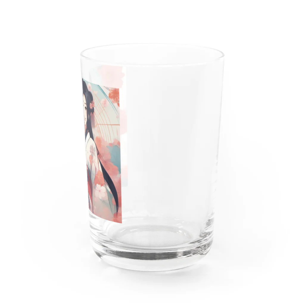 ワンダーワールド・ワンストップの浴衣を着た黑髪ロングヘアの綺麗な女性 Water Glass :right