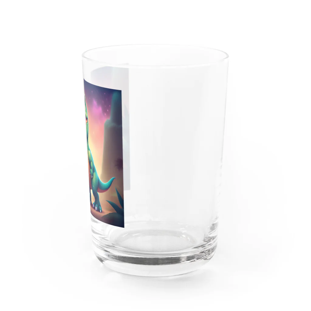 春乃遊羽アイディアイラストショップの可愛いティラノサウルス Water Glass :right