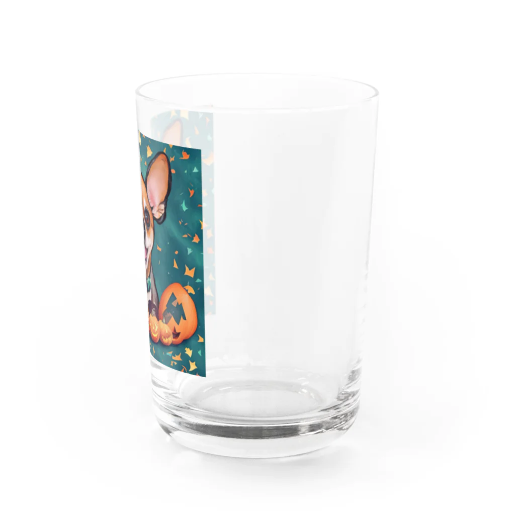 チワワ愛好家ショップの仮装の魔法✨ハロウィンの主役はチワワ Water Glass :right