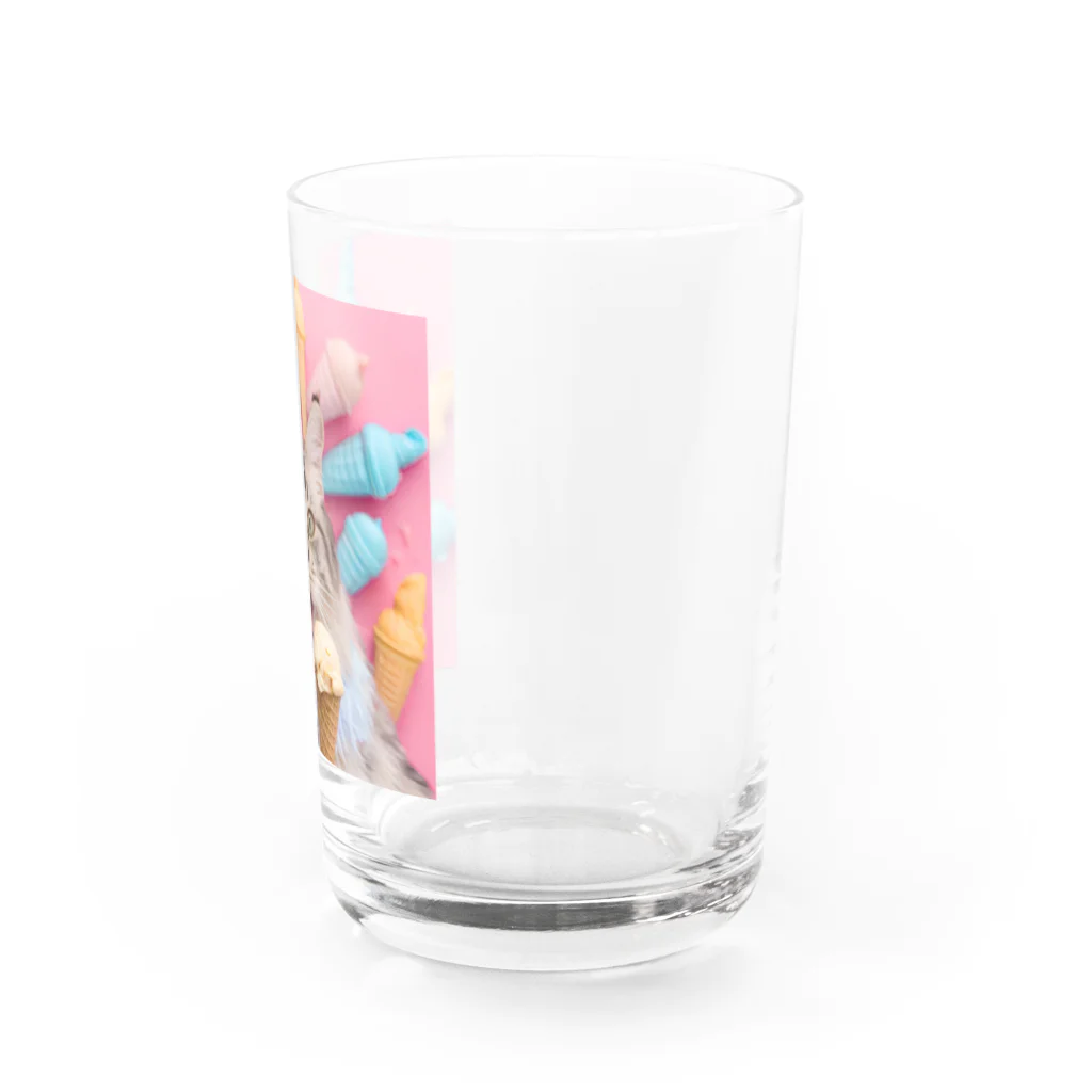 猫雑貨屋　ねこまろのアイスを食べた猫 Water Glass :right