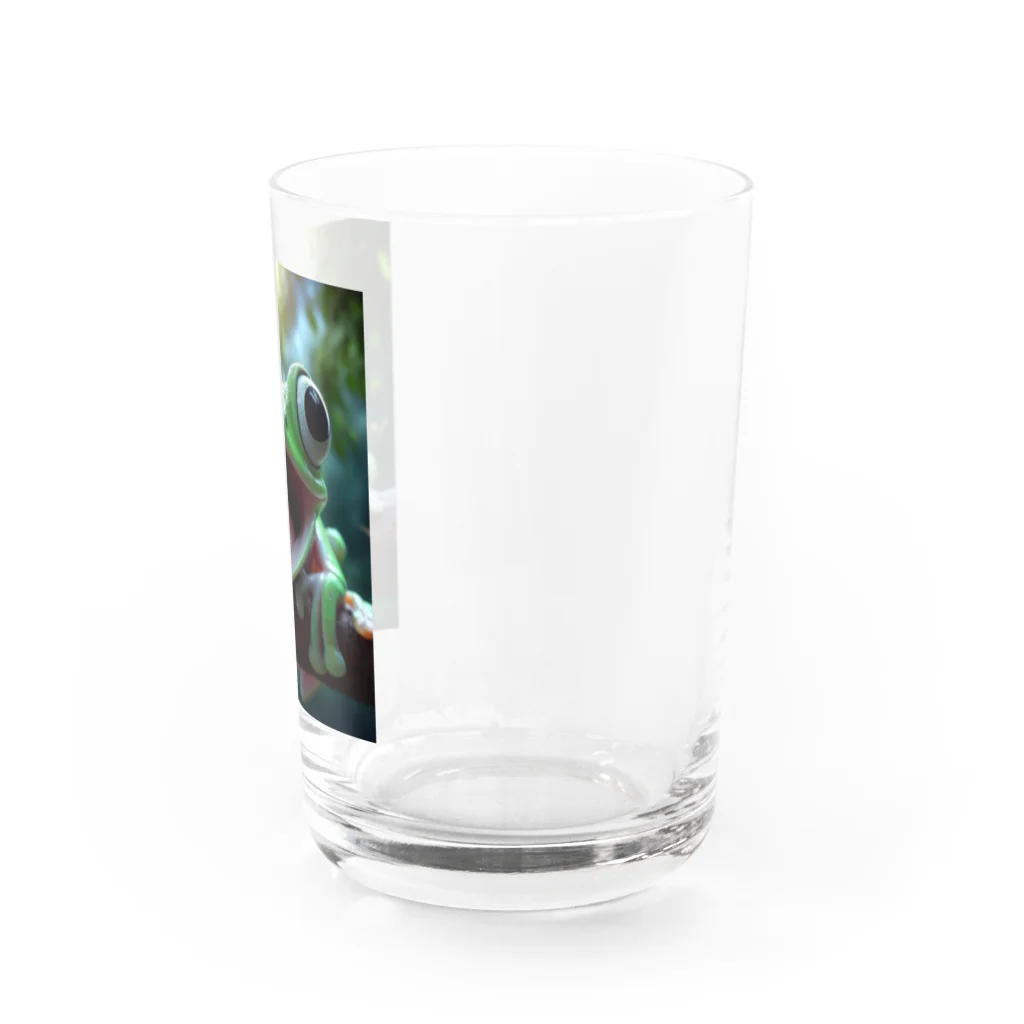 ワンダーワールド・ワンストップのリアルでユニークな笑っているカエル Water Glass :right