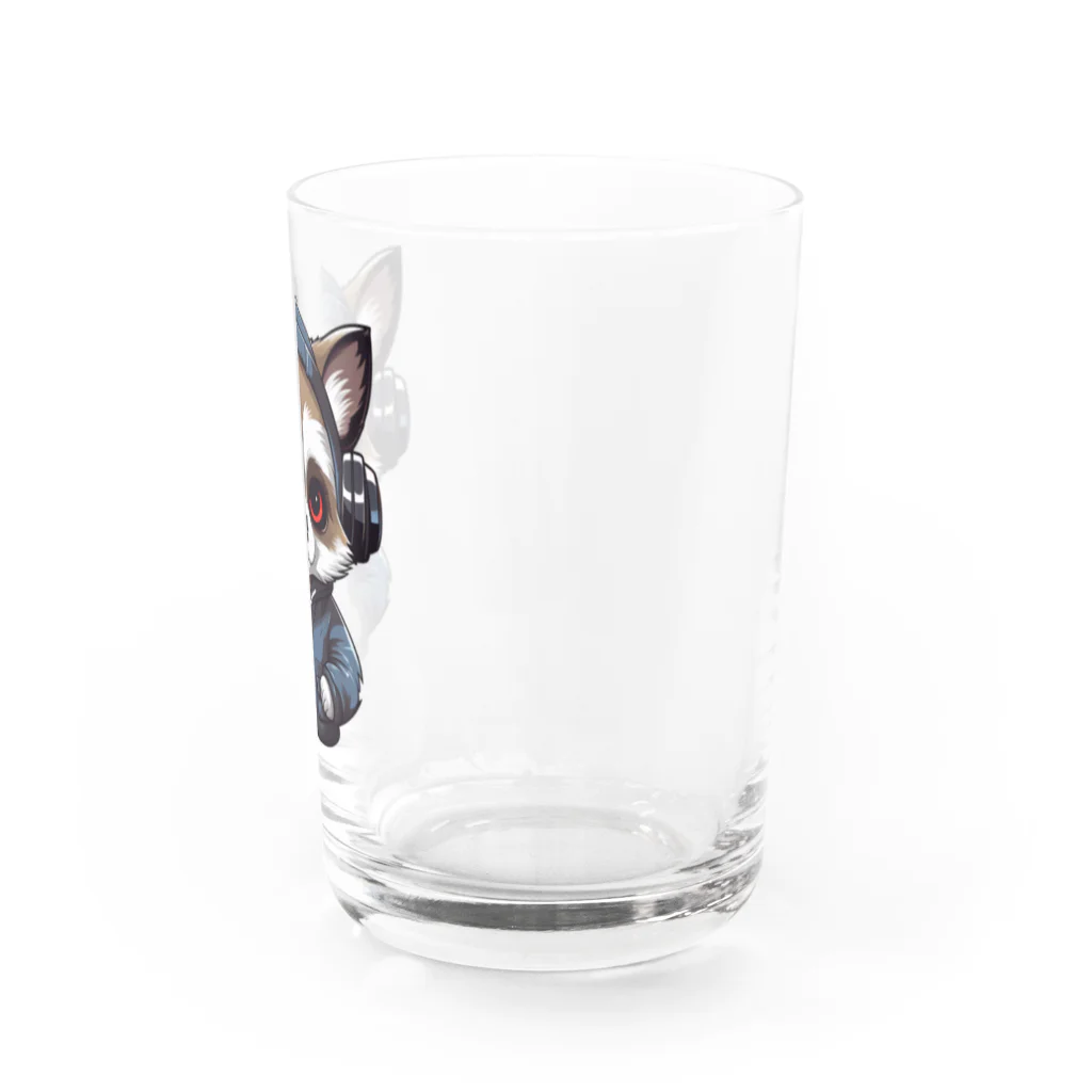 Vasetti_pressのヘッドホンをかけているタヌキ Water Glass :right