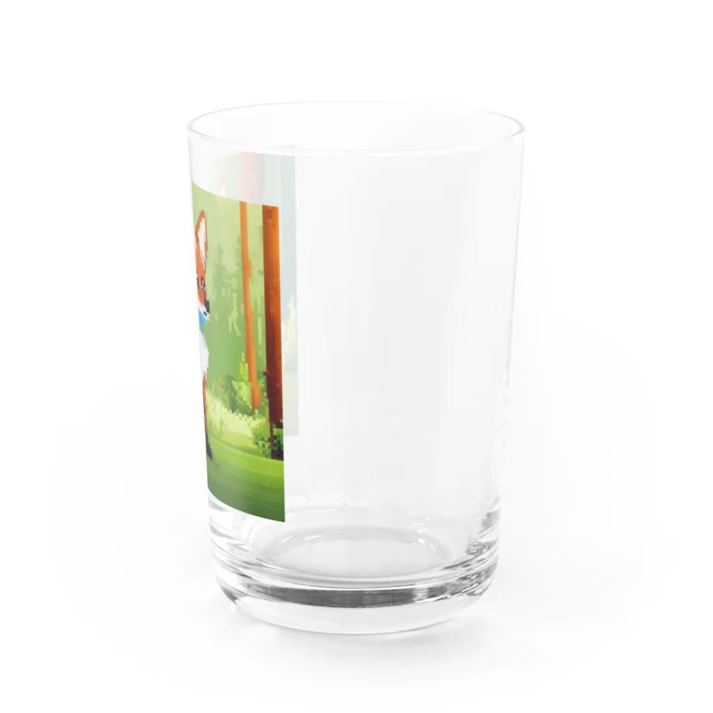 hamusutaroのキツネピクセルアート Water Glass :right