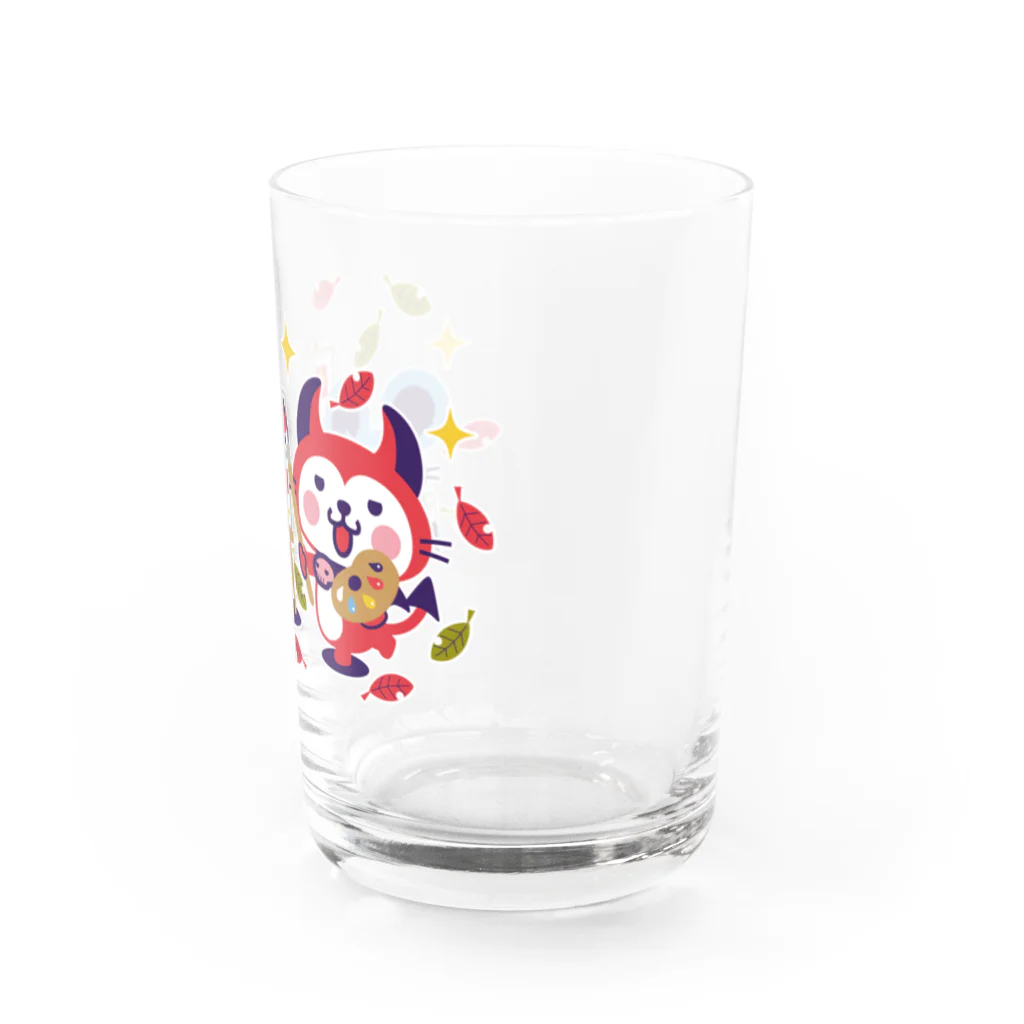 ミニマムユニヴァース@SUZURIのデビねこくんとデビねずちゃん グラス 芸術の秋 Water Glass :right