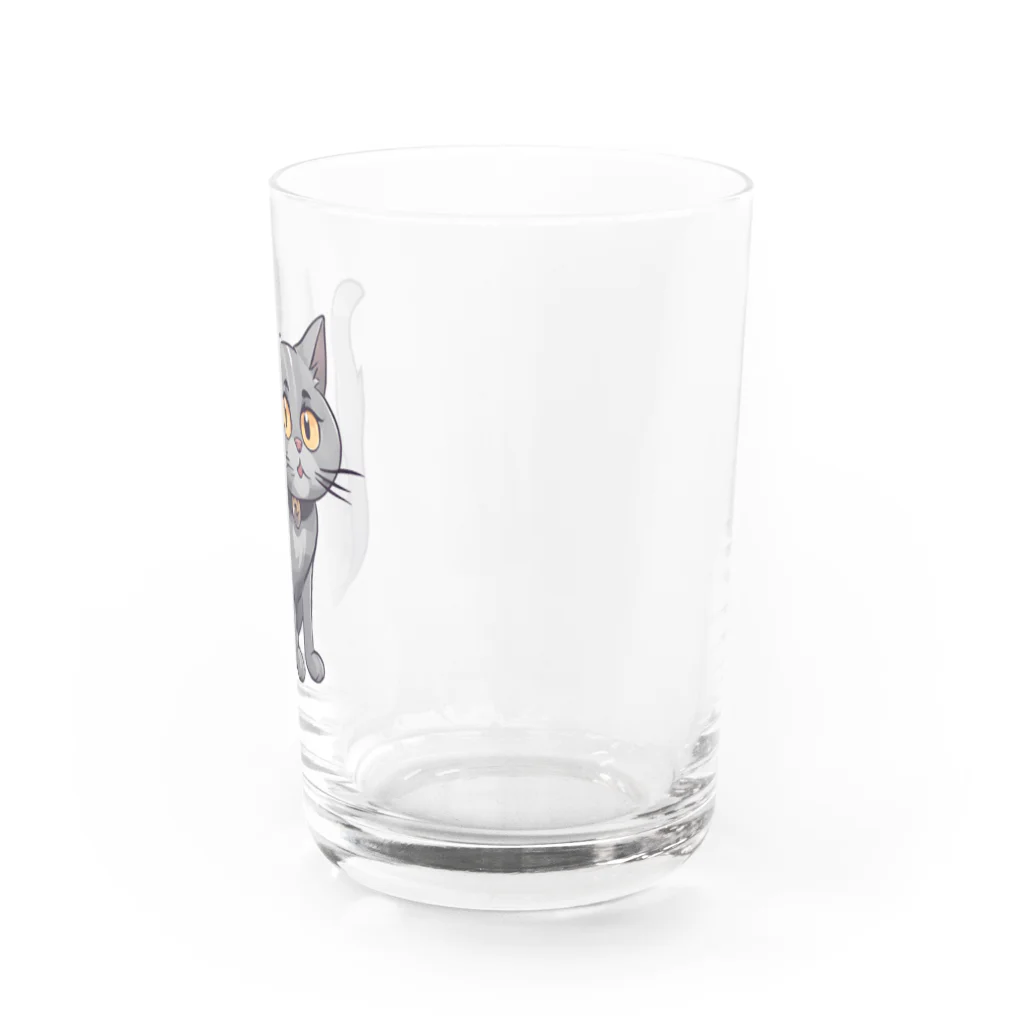 心の彩アートのグレーキャット Water Glass :right