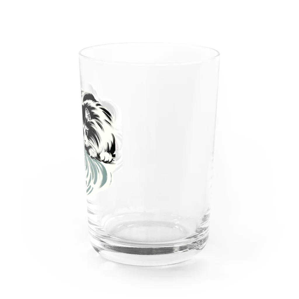 MakotOの猫と鯉（水墨画風） Water Glass :right