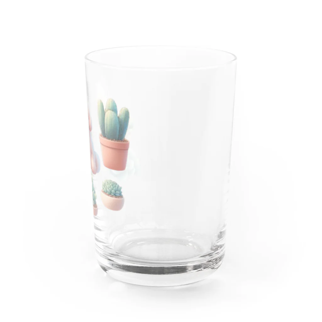 わんにゃんsucculentのトイプーと多肉植物 Water Glass :right