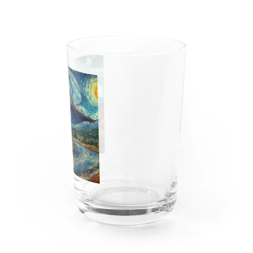 鷹鷹のゴッホ風フジヤマ Water Glass :right