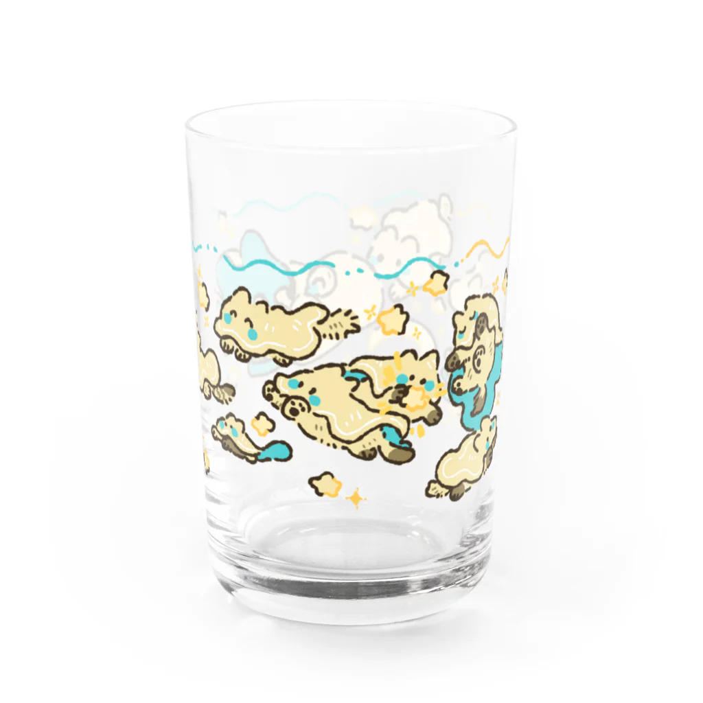 wara13のタオルケットおばけくんと猫 Water Glass :right