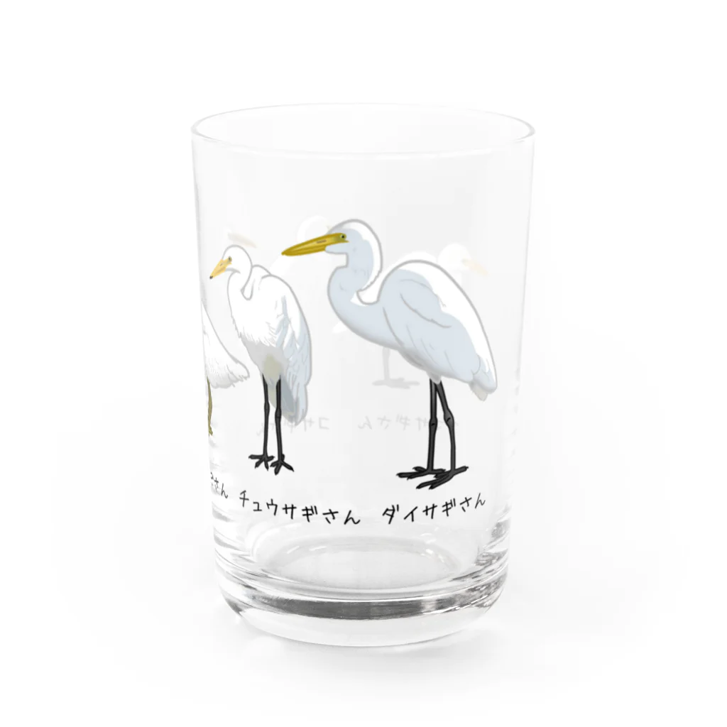 やちよ｜リアル鳥イラストのシラサギさん達の集い（冬羽） Water Glass :right