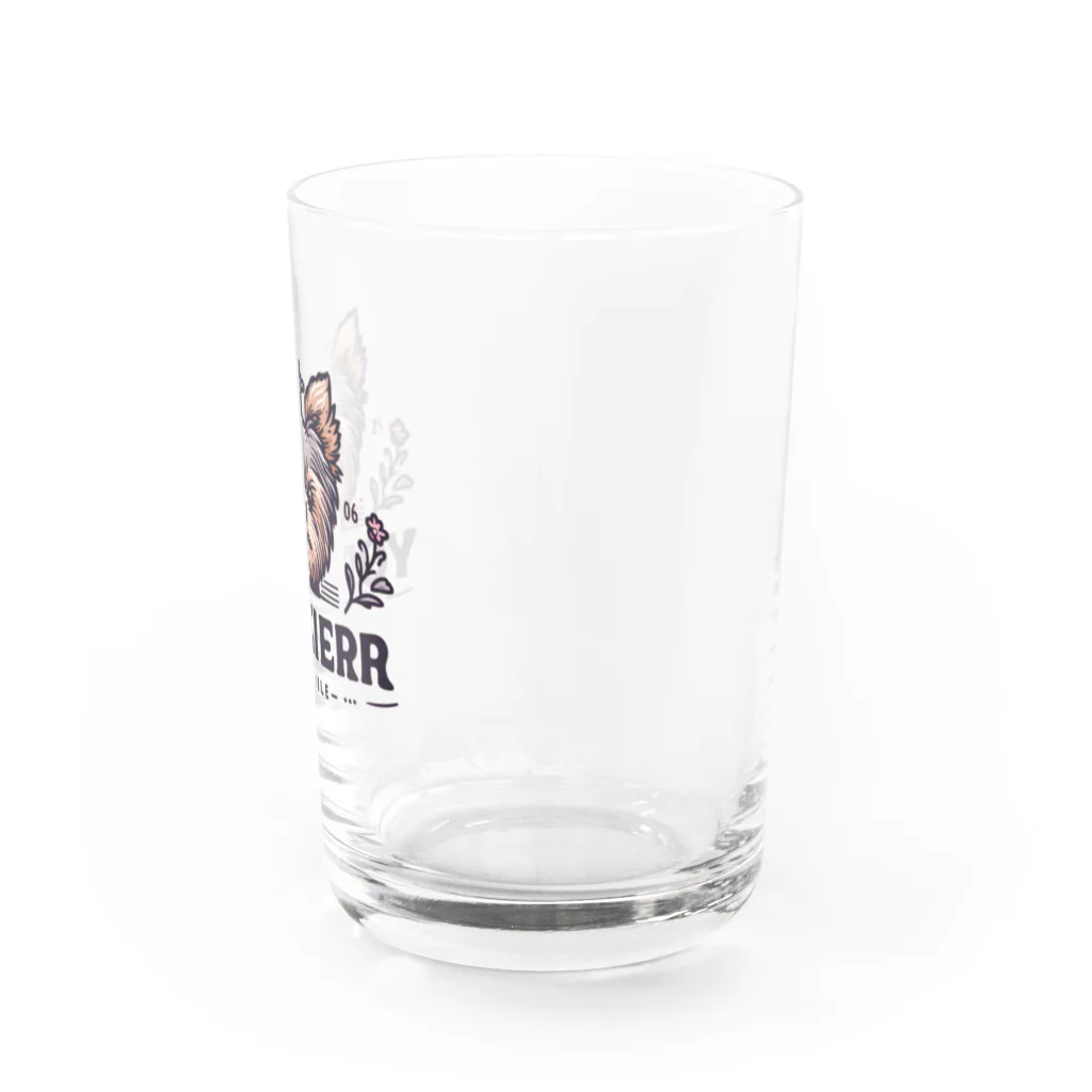 ガオのお店のかわいいヨークシャテリアのロゴ入りグッズ Water Glass :right