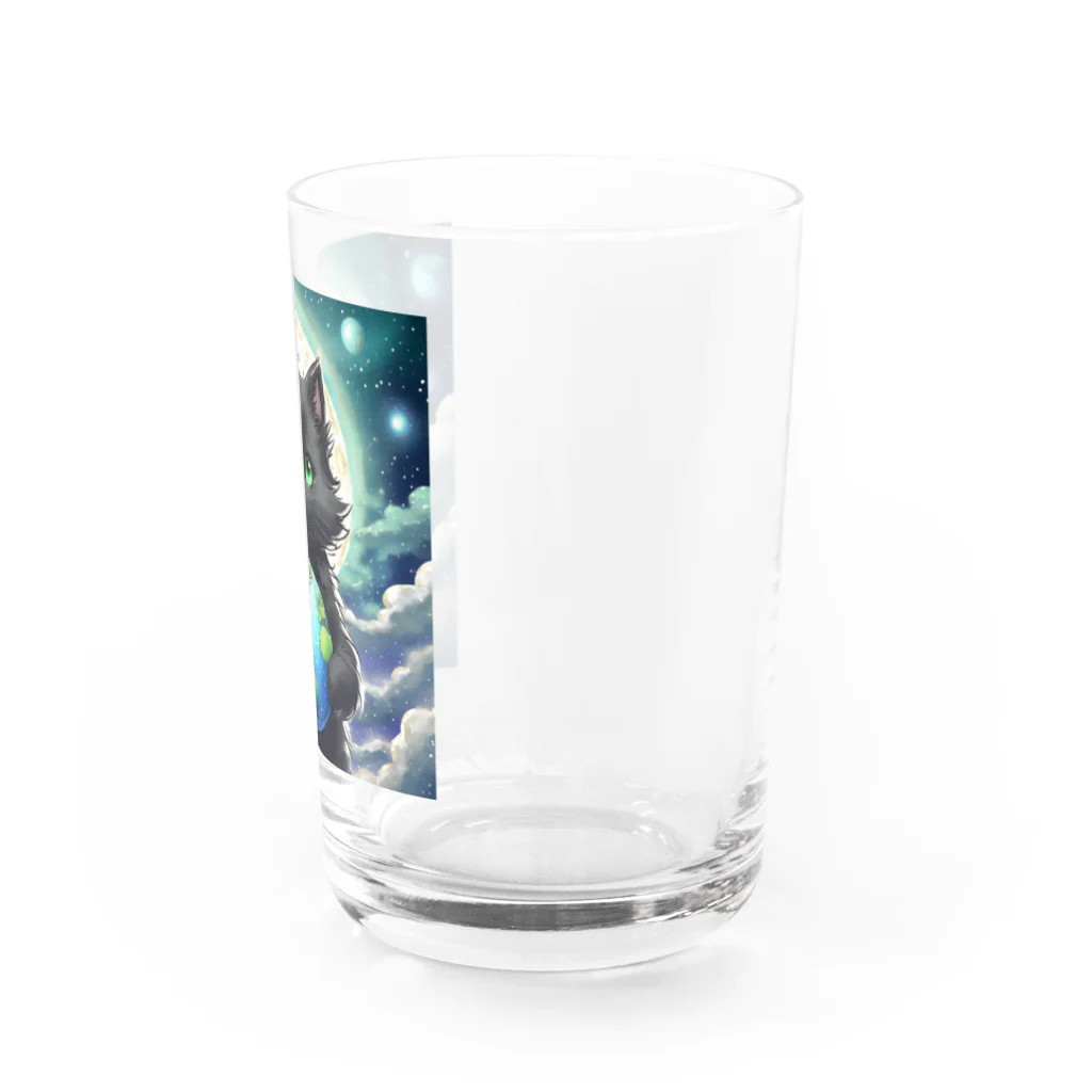 yoiyononakaの地球を抱きかかえる黒猫05 Water Glass :right