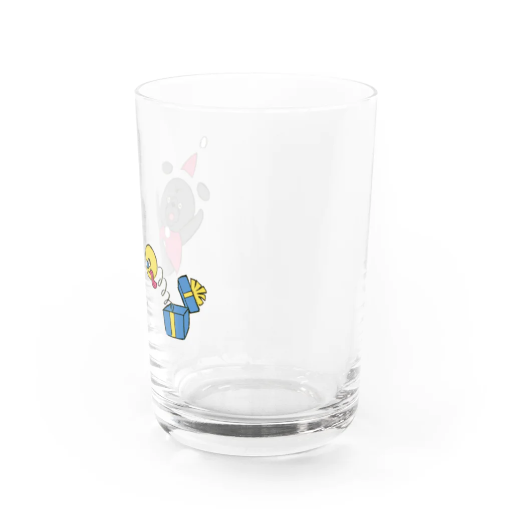 フレブルとパググッズS’IRISERの鼻ペチャクリスマス　パグ　黒パグ Water Glass :right