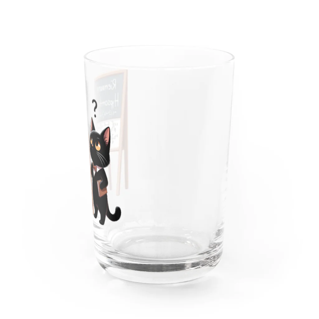 niko&PANDA shopのリーマン予想を解こうとしている猫の学者さん Water Glass :right