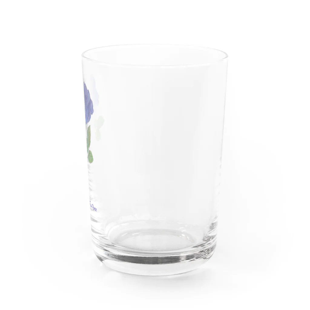 水色プリントの夢叶う青い薔薇 Water Glass :right