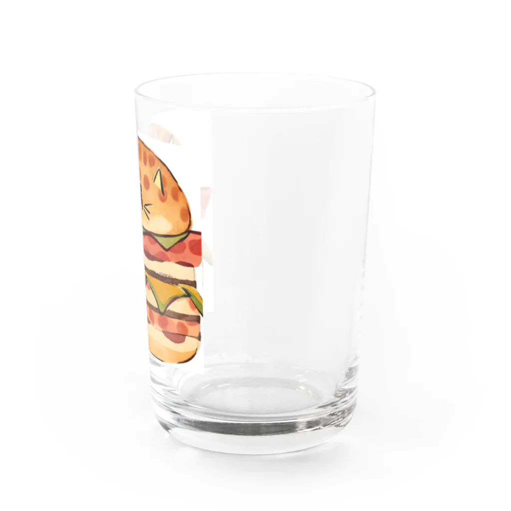 ひとやすみ　らいふのハンバーガーねこ Water Glass :right