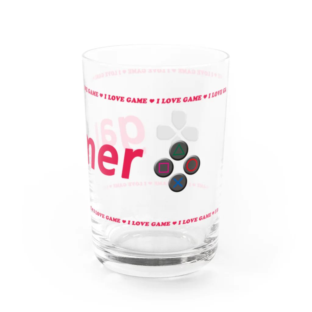GAMEGAMEGAMEのILOVE GAME (pink) Water Glass :right