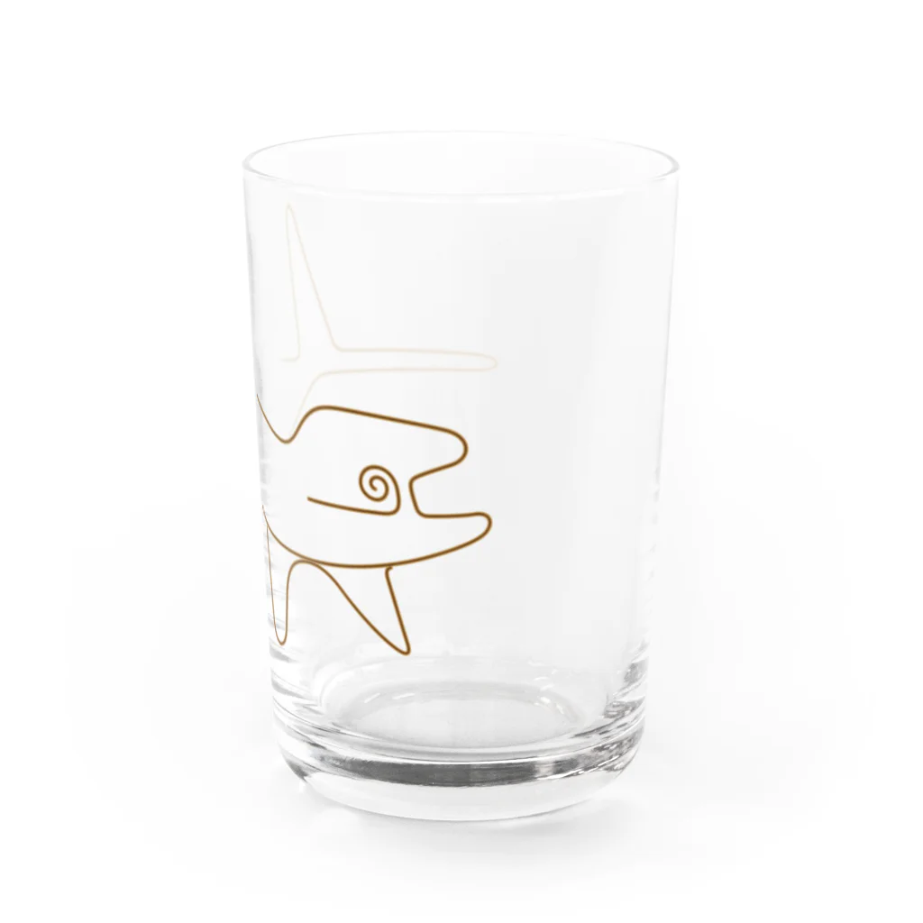 kimchinのナスカの地上絵風のクジラ Water Glass :right