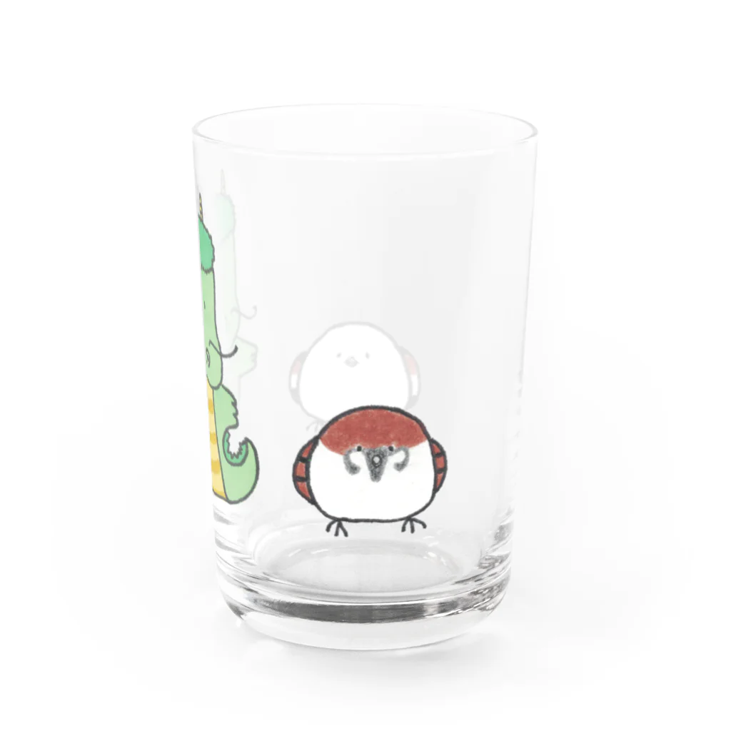 森図鑑の[森図鑑] 龍と雀とシマエナガ Water Glass :right