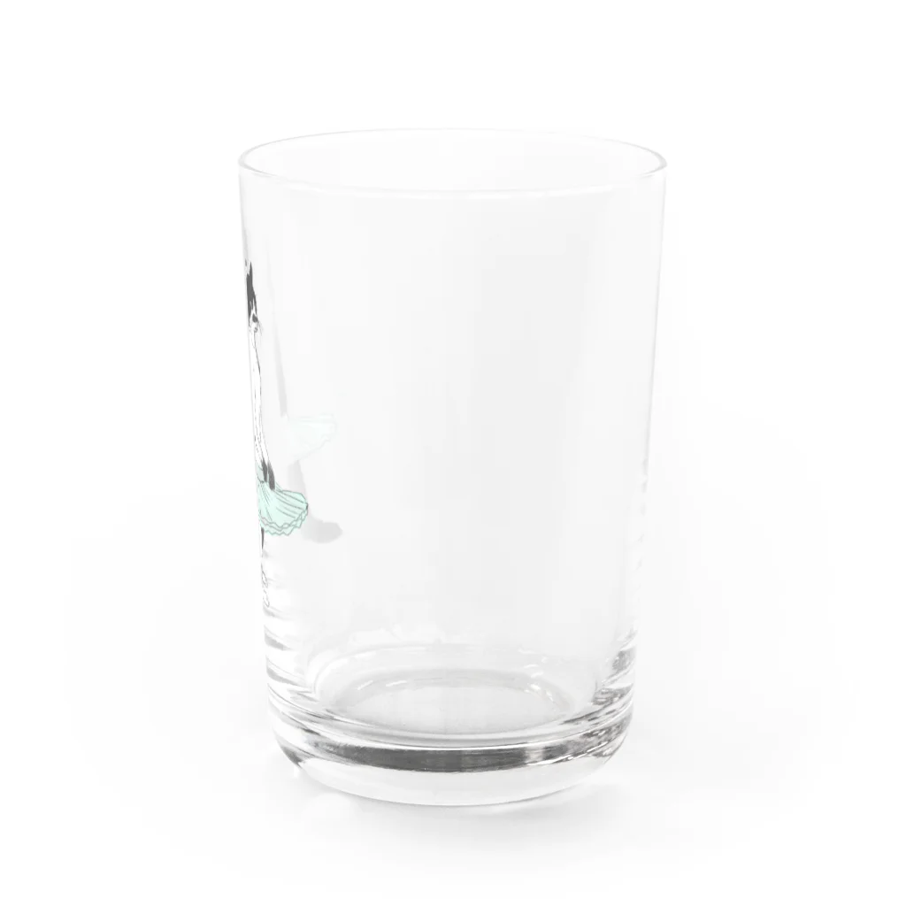 ONI Designのバレリーナ黒ぶち猫 Water Glass :right