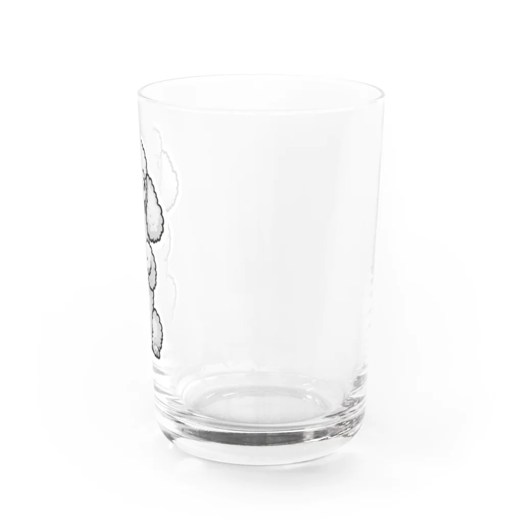 COCO SHOPのホワイトカラーのプードル（ちんちんポーズ） Water Glass :right