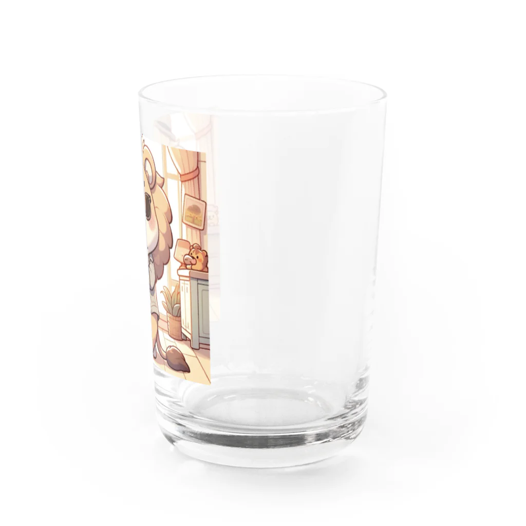 Artful Whiskersのクールな王者 - かっこいいライオン Water Glass :right