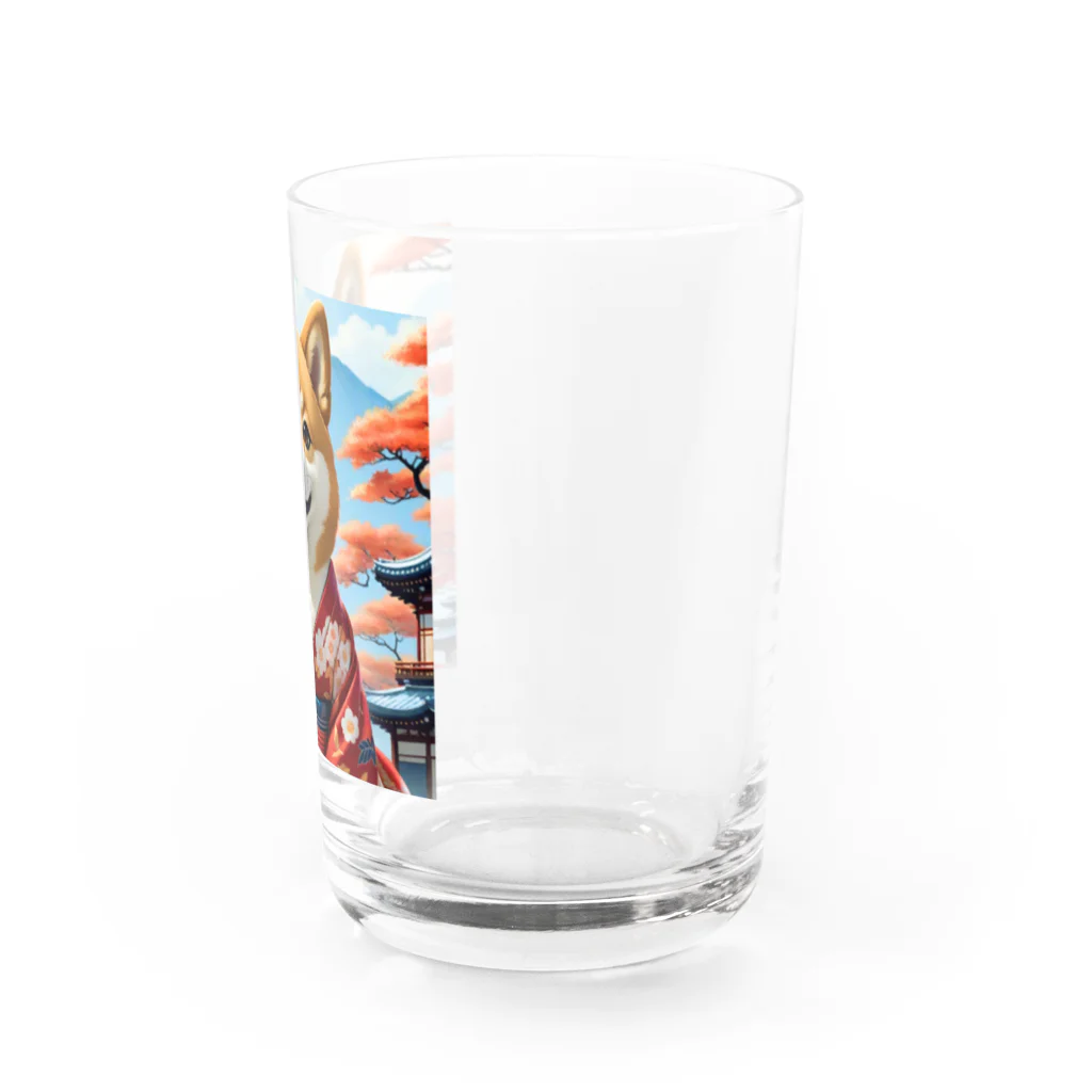 ポンキチはうすの着物姿の柴犬 Water Glass :right