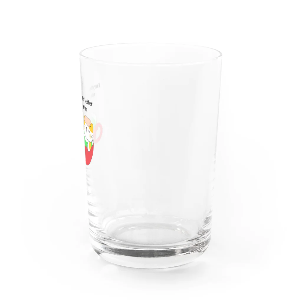 ポンキチはうすの緑茶でリラックス猫 Water Glass :right