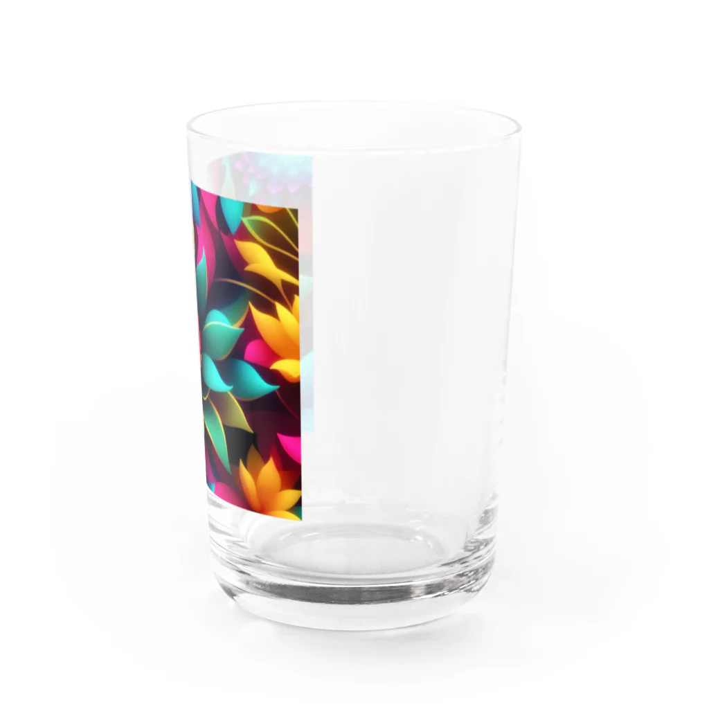 ポンキチはうすのカラフルフラワー..色鮮やかな花 Water Glass :right