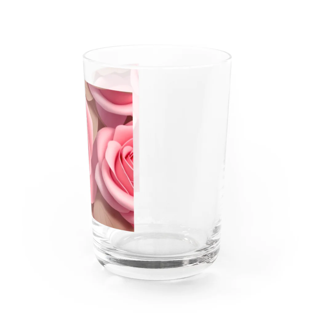 ポンキチはうすのピンクの薔薇 Water Glass :right