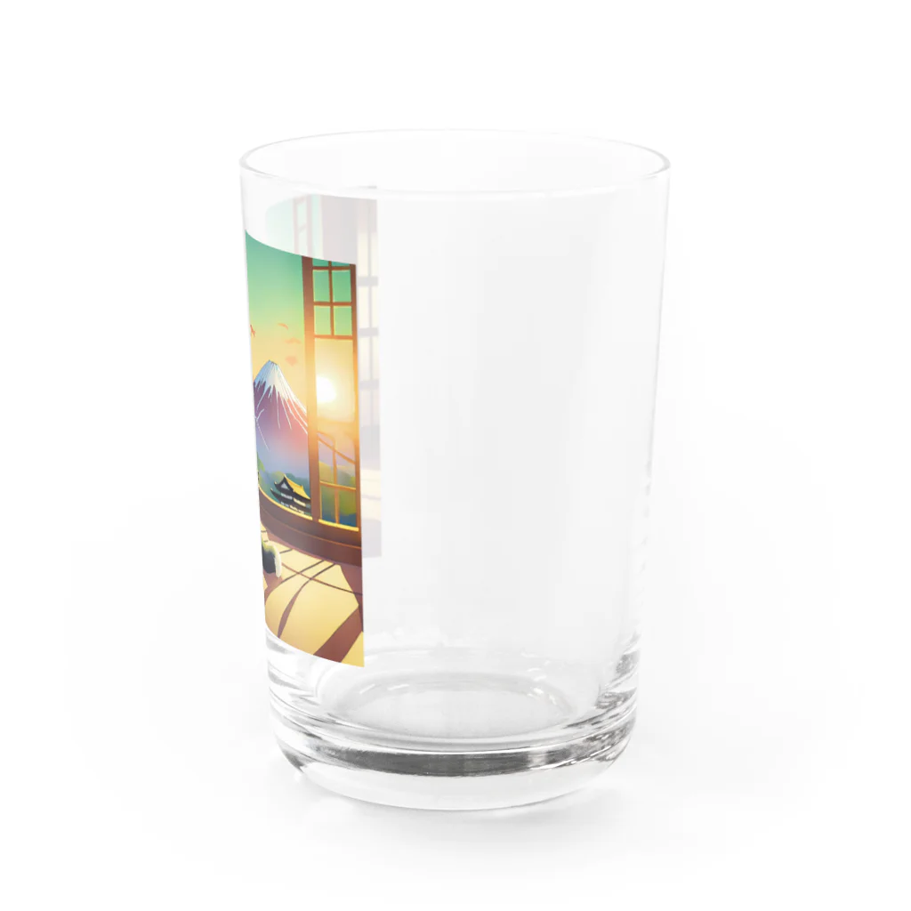 yoiyononakaの富士山と白黒猫 Water Glass :right